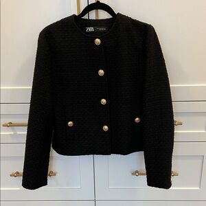 Zara Black Women's jacket with Gold Buttons
